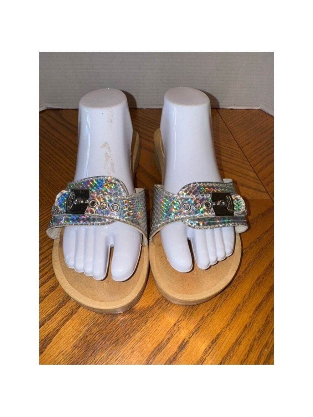 Dr Scholl's Silver Slides Women's Size 10